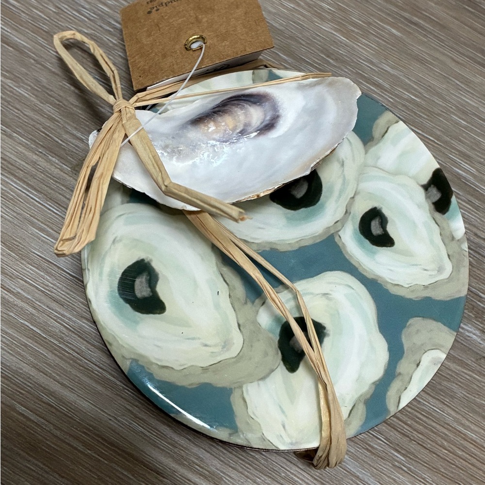 Set of 4 Blue Oyster Coaster Set - Picture 2 of 4